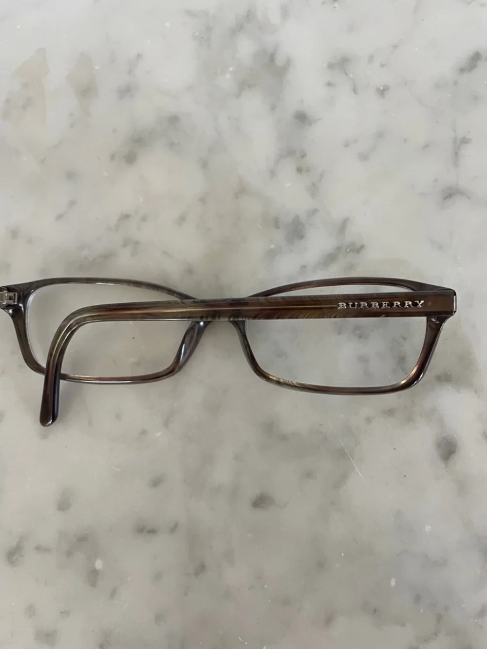 BURBERRY Havana Brown Tortoiseshell Rectangular RX Glasses